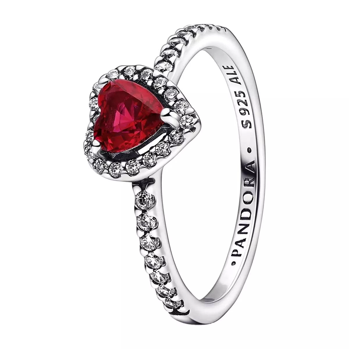 Pandora Heart Sterling Silver Ring With Cherries Jubilee Red Pavéring - Image 4