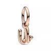 Pandora Letter U 14k Rose Gold-plated Dangle With Clear Cubic Zirconia Anhänger