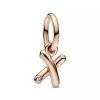 Pandora Letter X 14k Rose Gold-plated Dangle With Clear Cubic Zirconia Anhänger