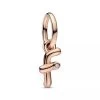 Pandora Letter F 14k Rose Gold-plated Dangle With Clear Cubic Zirconia Anhänger