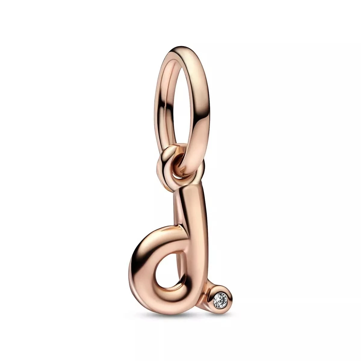 Pandora Letter D 14k Rose Gold-plated Dangle With Clear Cubic Zirconia Anhänger