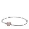 Pandora Moments Pavé-Herz-Verschluss Schlangen-Gliederarmb Armband