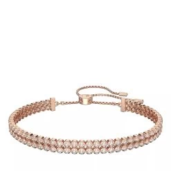 Swarovski Subtle Round Cut Gold-tone Plated White Armband