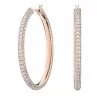 Swarovski Stone Hoop Pavé Large Rose Gold-tone Plated White Creole