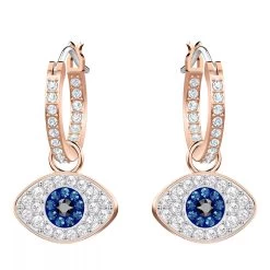 Swarovski Symbolic Hoop Evil Eye Rose Gold-tone Plated Blue Creole