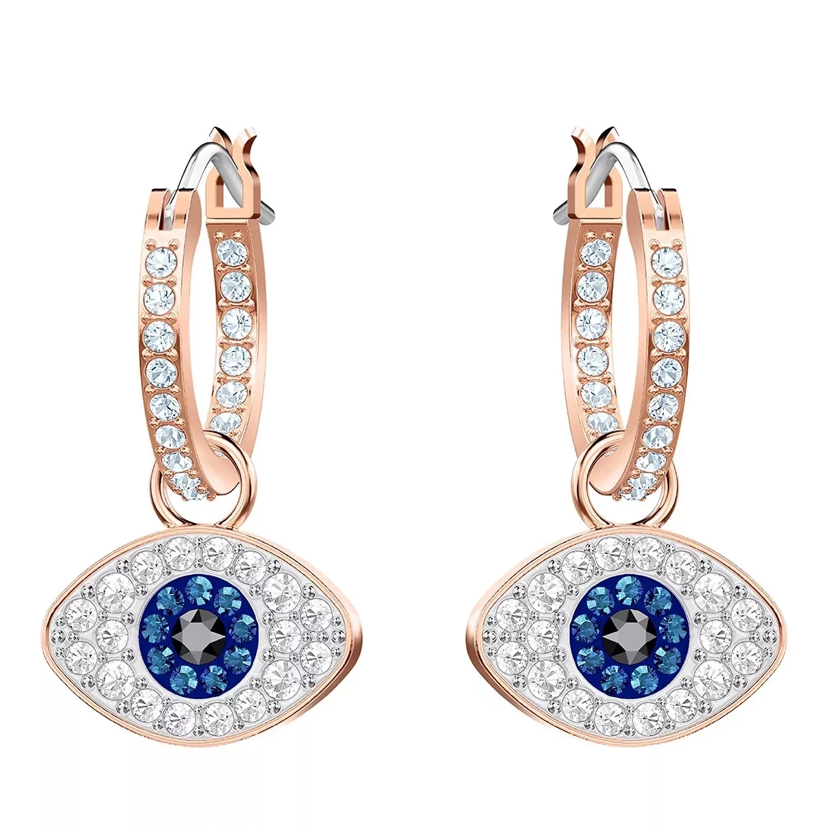 Swarovski Symbolic Hoop Evil Eye Rose Gold-tone Plated Blue Creole