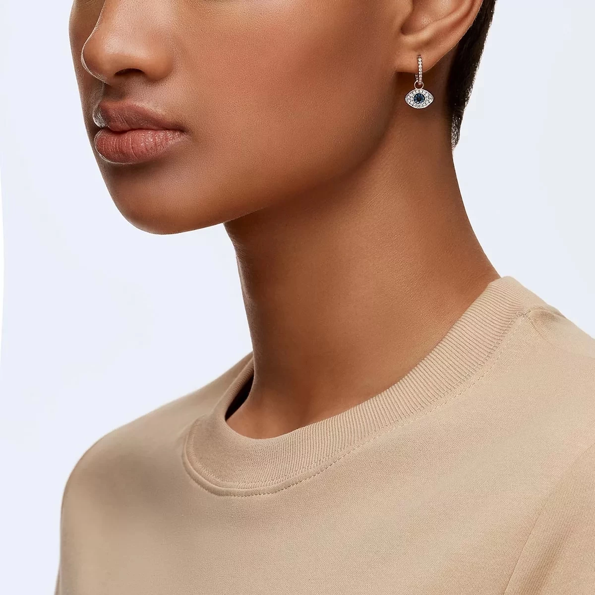 Swarovski Symbolic Hoop Evil Eye Rose Gold-tone Plated Blue Creole - Image 2