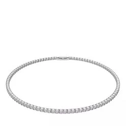 Swarovski Tennis Deluxe Round Cut Rhodium Plated White Kurze Halskette