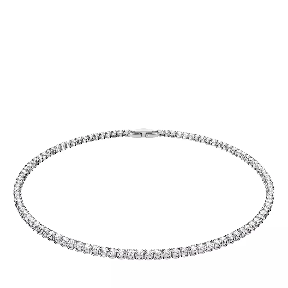 Swarovski Tennis Deluxe Round Cut Rhodium Plated White Kurze Halskette