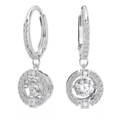 Swarovski Sparkling Dance Drop Round Cut Rhodium Plated White Ohrhänger