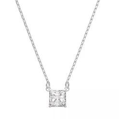 Swarovski Attract Square Cut Rhodium Plated Silver Kurze Halskette