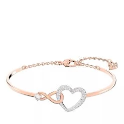 Swarovski Infinity Infinity And Heart Mixed Metal Finish White Armreif