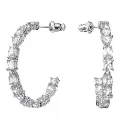Swarovski Tennis Deluxe Hoop Mixed Cuts Rhodium Plated White Creole
