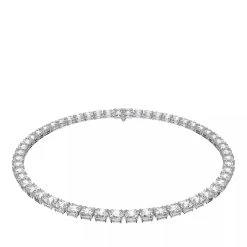 Swarovski Millenia Square Cut Rhodium Plated White Mittellange Halskette