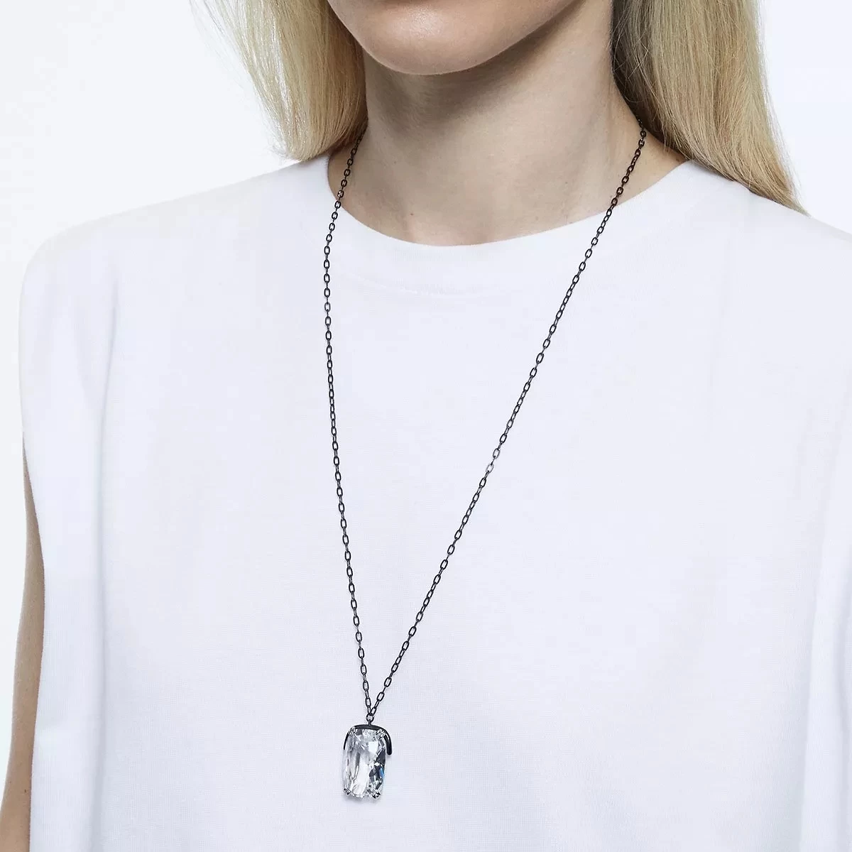 Swarovski Harmonia Necklace Oversized Crystal Mixed Metal White Lange Halskette - Image 2