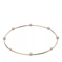 Swarovski Constella Round Cut Rose Gold-tone Plated Kurze Halskette