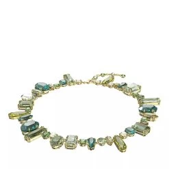 Swarovski Gema Mixed Cuts Gold-tone Plated Green Kurze Halskette