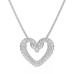 Swarovski Una Necklace Heart Medium Rhodium Plated White Mittellange Halskette