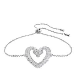 Swarovski Una Heart Medium Rhodium Plated White Armband