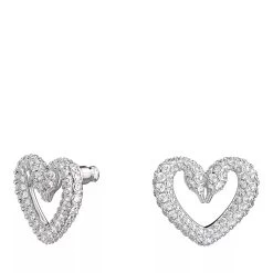 Swarovski Una Heart Medium Rhodium Plated White Ohrstecker