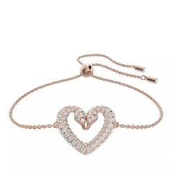 Swarovski Una Heart Medium Gold-tone Plated White Armband