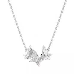 Swarovski Lilia Butterfly Rhodium Plated Silver Kurze Halskette
