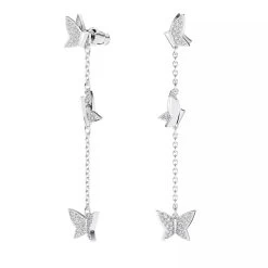 Swarovski Lilia Drop Butterfly Long Rhodium Plated White Ohrhänger