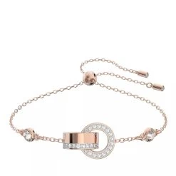 Swarovski Hollow Interlocking Loop Gold-tone Plated White Armband