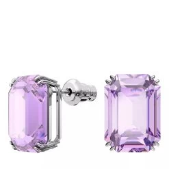 Swarovski Millenia Octagon Cut Rhodium Plated Purple Ohrstecker