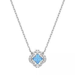 Swarovski Sparkling Dance Clover Rhodium Plated Silver Kurze Halskette