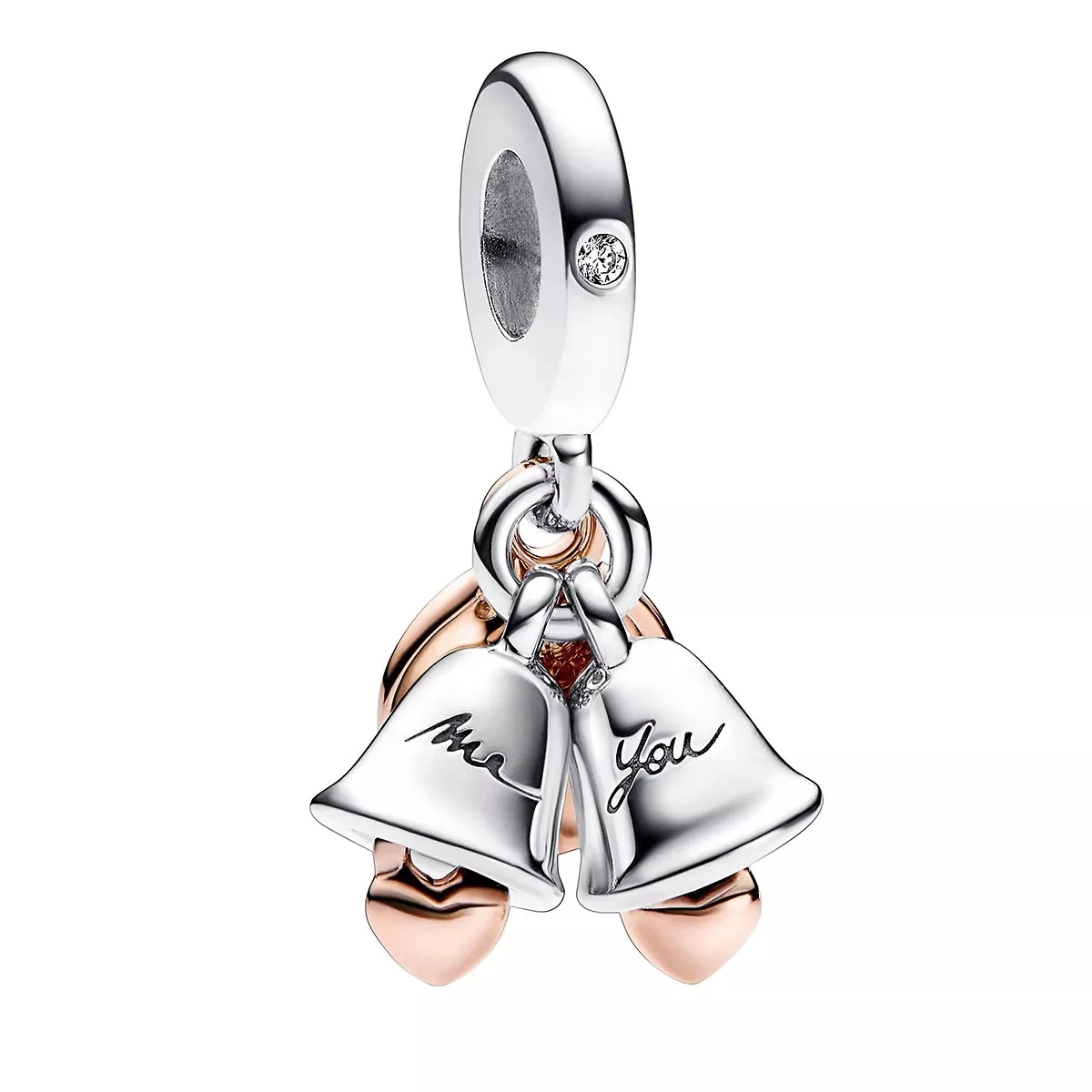 Pandora Two-tone Wedding Bells Double Dangle Clear Anhänger
