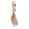Pandora Feather 14k Gold-plated Dangle With Cubic Zirconia Clear Anhänger