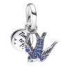 Pandora Swallow Sterling Silver Double Dangle With Crystal Blue Anhänger