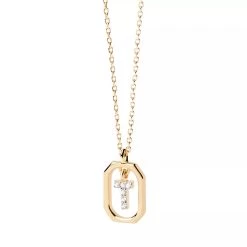 PDPAOLA Mini Letter T Necklace Gold Mittellange Halskette