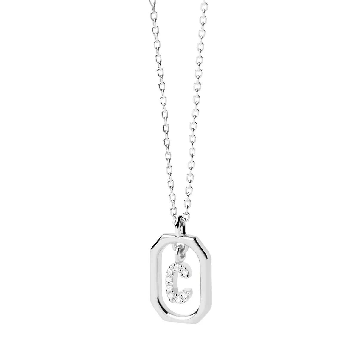 PDPAOLA Mini Letter C Silver Necklace Silver Mittellange Halskette