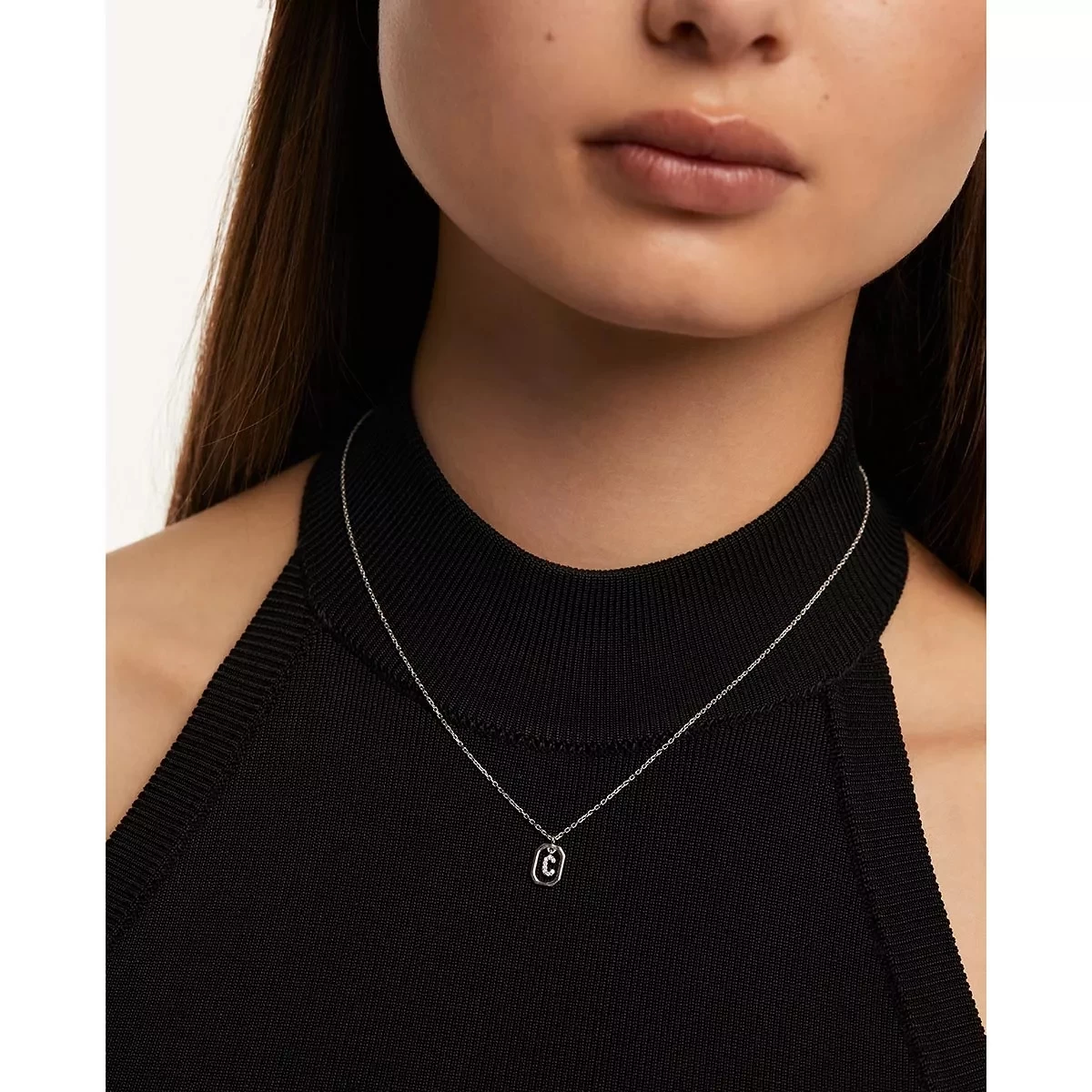 PDPAOLA Mini Letter C Silver Necklace Silver Mittellange Halskette - Image 2