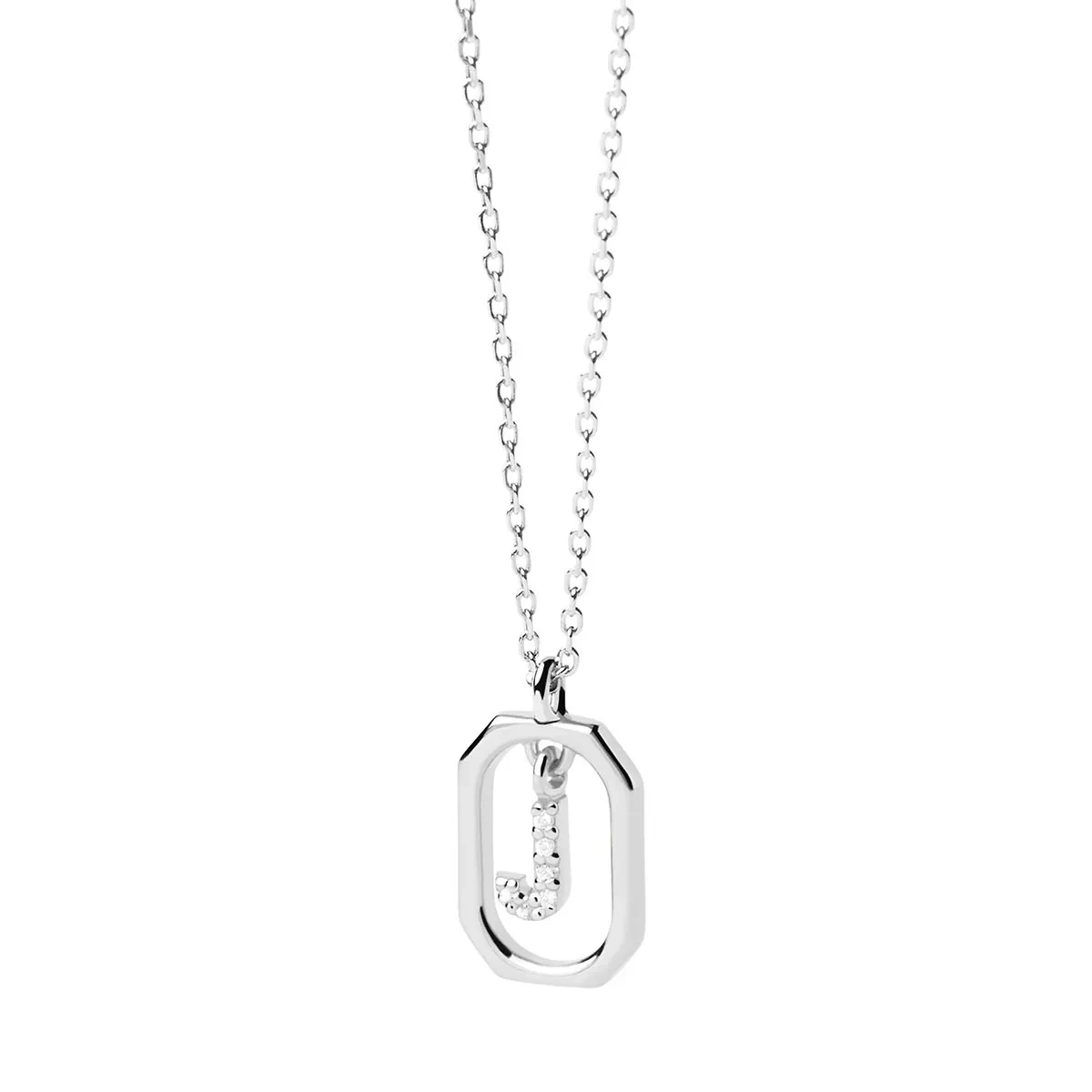 PDPAOLA Mini Letter J Silver Necklace Silver Mittellange Halskette