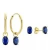 Isabel Bernard Cadeau D'Isabel 14 Karat Earring Set With Zirconia Gold Creole