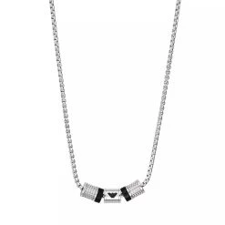 Emporio Armani Onyx Rondelle Necklace Silver Mittellange Halskette