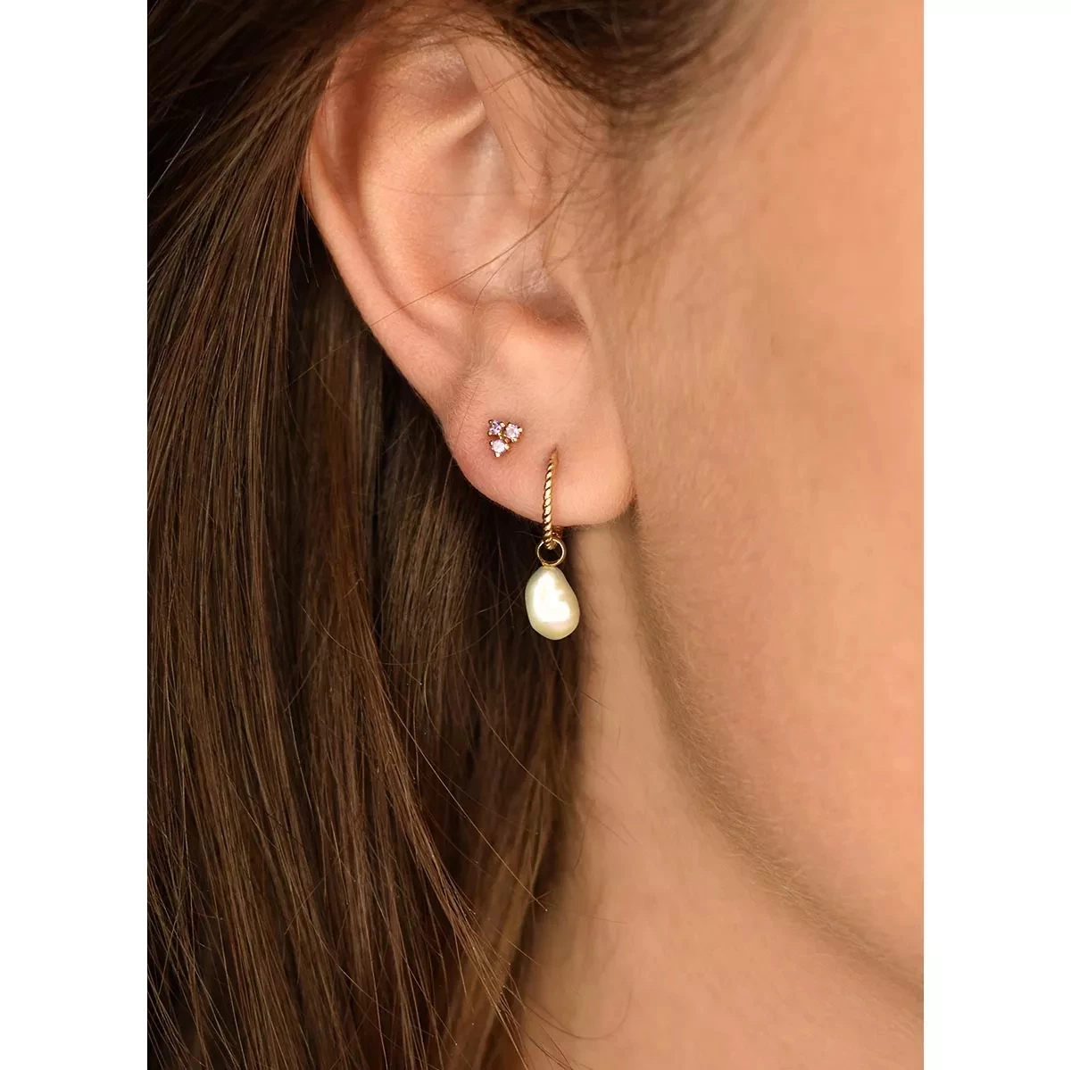 Jackie Triangle Amethyst Studs Gold Ohrstecker - Image 2