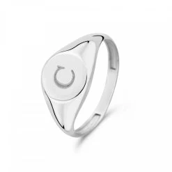 Isabel Bernard Saint Germain Lauren 14 Karat Signet Ring Letter C White Gold Siegelring