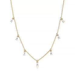Princess Baguette Necklace Gold Mittellange Halskette