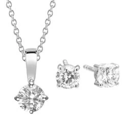 Princess Round Set Silver Mittellange Halskette