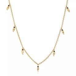 Vulcanello Necklace Black Yellow Gold Mittellange Halskette