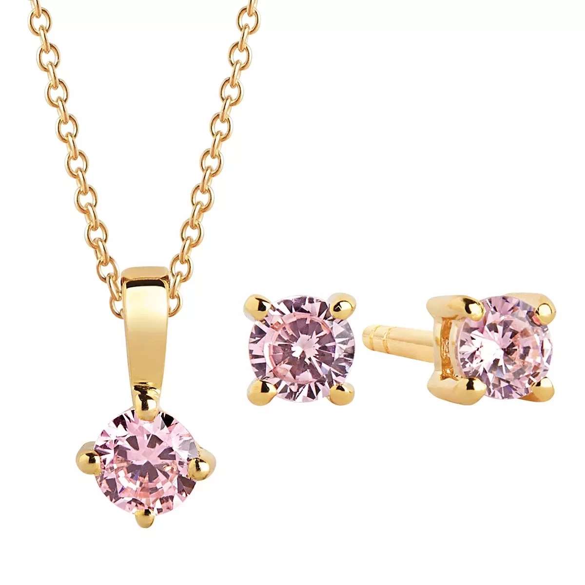 Princess Piccolo Round Set Yellow Gold Mittellange Halskette
